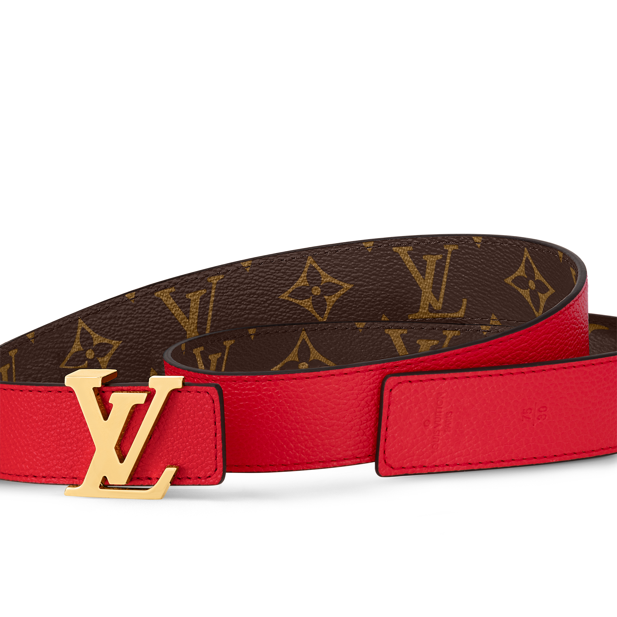 LV Initials 30MM Reversible Belt - Luxury Monogram Canvas Red